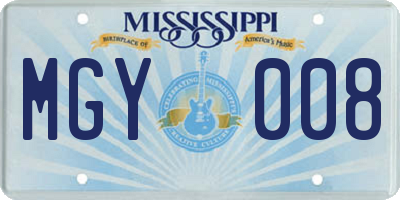 MS license plate MGY008