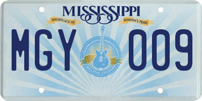 MS license plate MGY009