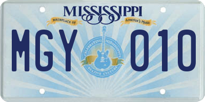 MS license plate MGY010