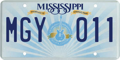 MS license plate MGY011