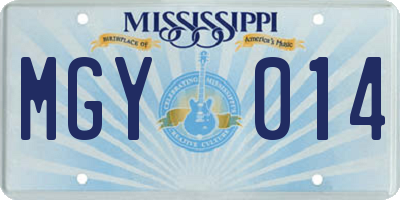 MS license plate MGY014