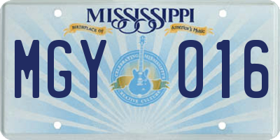 MS license plate MGY016