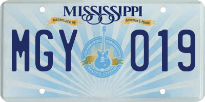 MS license plate MGY019