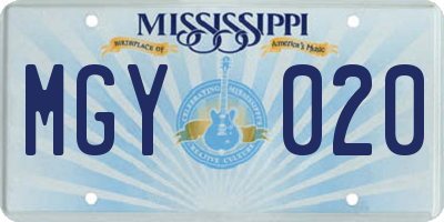 MS license plate MGY020