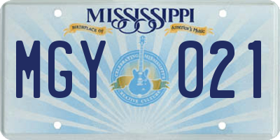 MS license plate MGY021