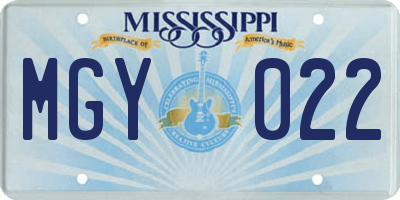 MS license plate MGY022