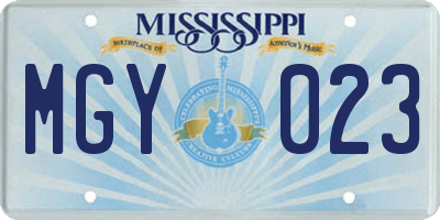 MS license plate MGY023