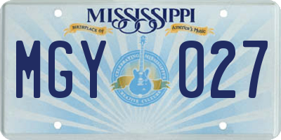 MS license plate MGY027