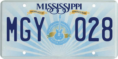 MS license plate MGY028