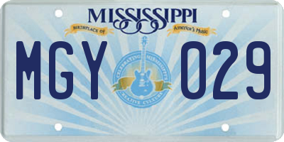 MS license plate MGY029