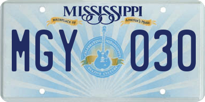 MS license plate MGY030