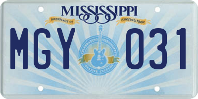 MS license plate MGY031