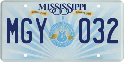MS license plate MGY032