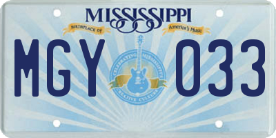 MS license plate MGY033