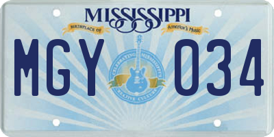 MS license plate MGY034