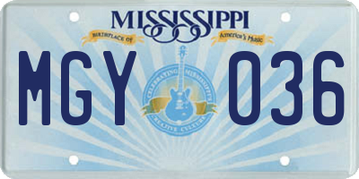 MS license plate MGY036