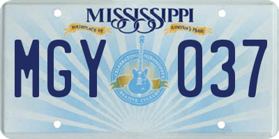 MS license plate MGY037