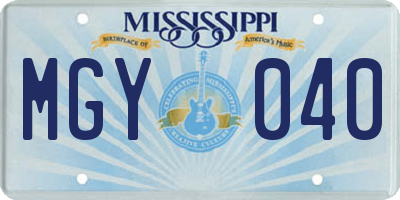 MS license plate MGY040