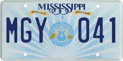 MS license plate MGY041