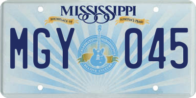 MS license plate MGY045