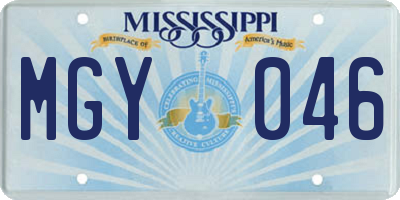 MS license plate MGY046
