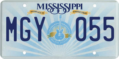 MS license plate MGY055