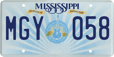 MS license plate MGY058