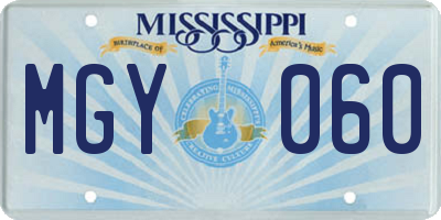 MS license plate MGY060