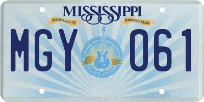 MS license plate MGY061