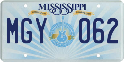 MS license plate MGY062