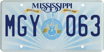 MS license plate MGY063