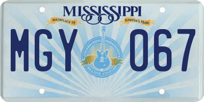 MS license plate MGY067