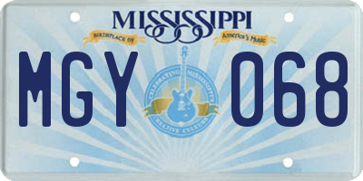 MS license plate MGY068