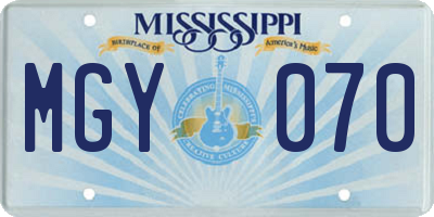 MS license plate MGY070