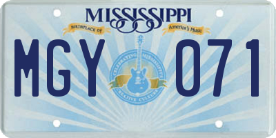 MS license plate MGY071