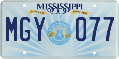 MS license plate MGY077