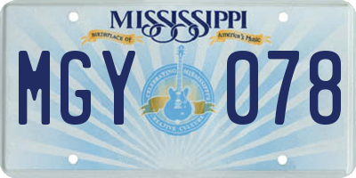 MS license plate MGY078