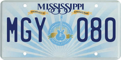 MS license plate MGY080