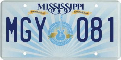 MS license plate MGY081