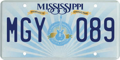 MS license plate MGY089