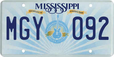 MS license plate MGY092