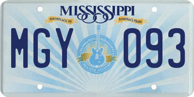 MS license plate MGY093