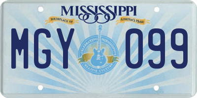 MS license plate MGY099