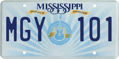 MS license plate MGY101