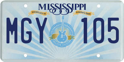 MS license plate MGY105