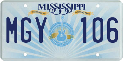 MS license plate MGY106