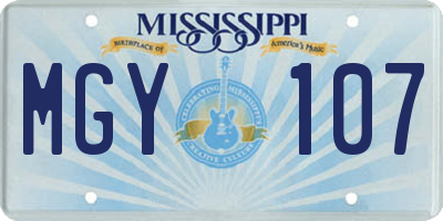 MS license plate MGY107