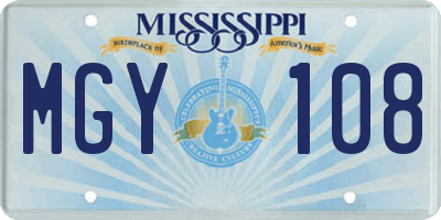 MS license plate MGY108