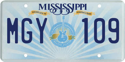 MS license plate MGY109