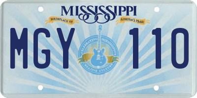 MS license plate MGY110
